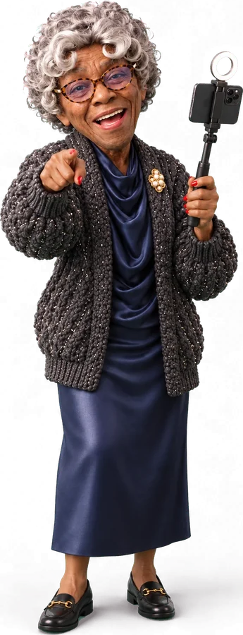 Doña Mary te señala con su celular